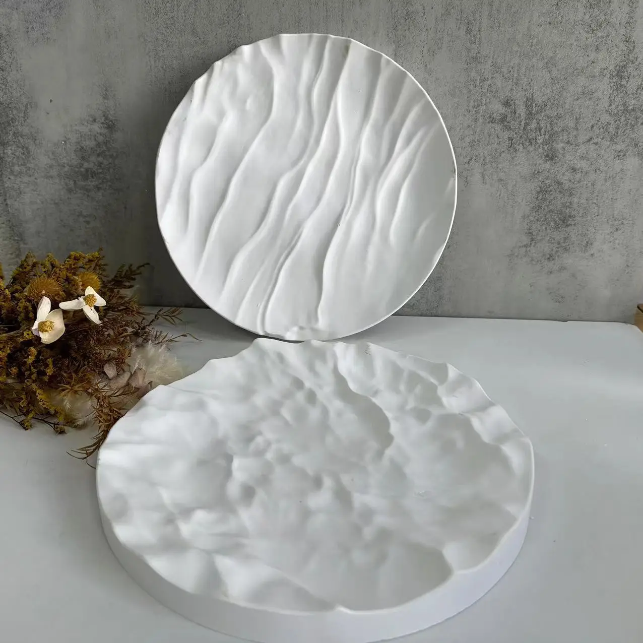Coaster Mold Round - Düzensiz okyanus dalgaları büyük yuvarlak tepsi