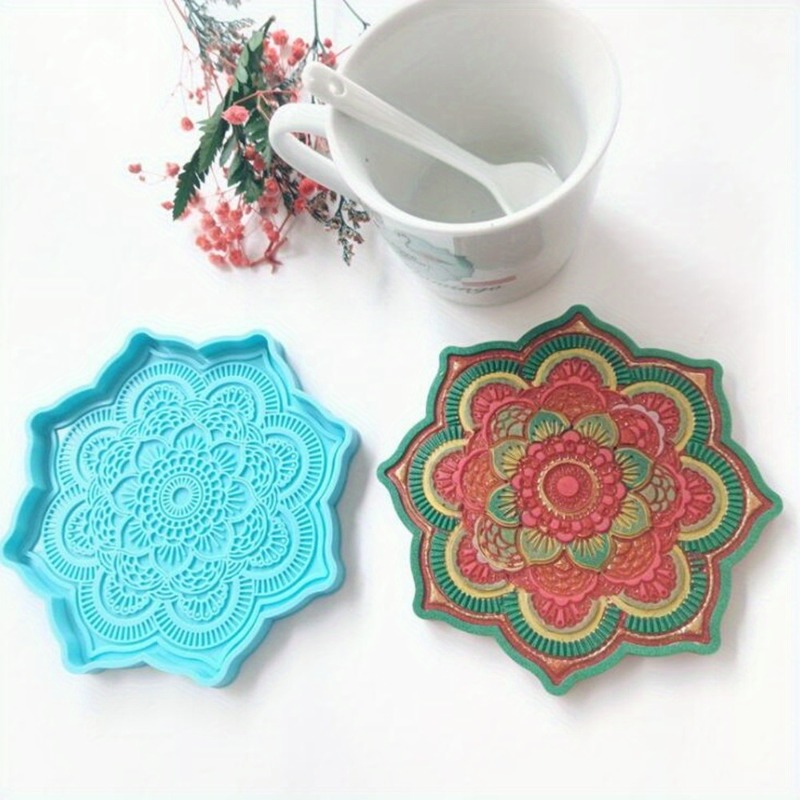 Resin Craft Ideas - Mandala Coaster silikon kalıp Yuvarlak Tepsi
