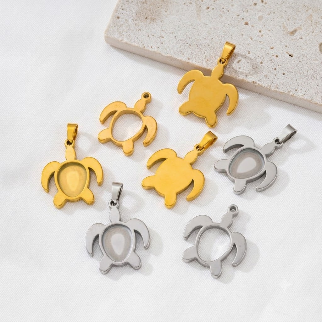 5 adet/Lot Paslanmaz Çelik Kap - Bezels Set Pendant incelemesi ve fiyatı